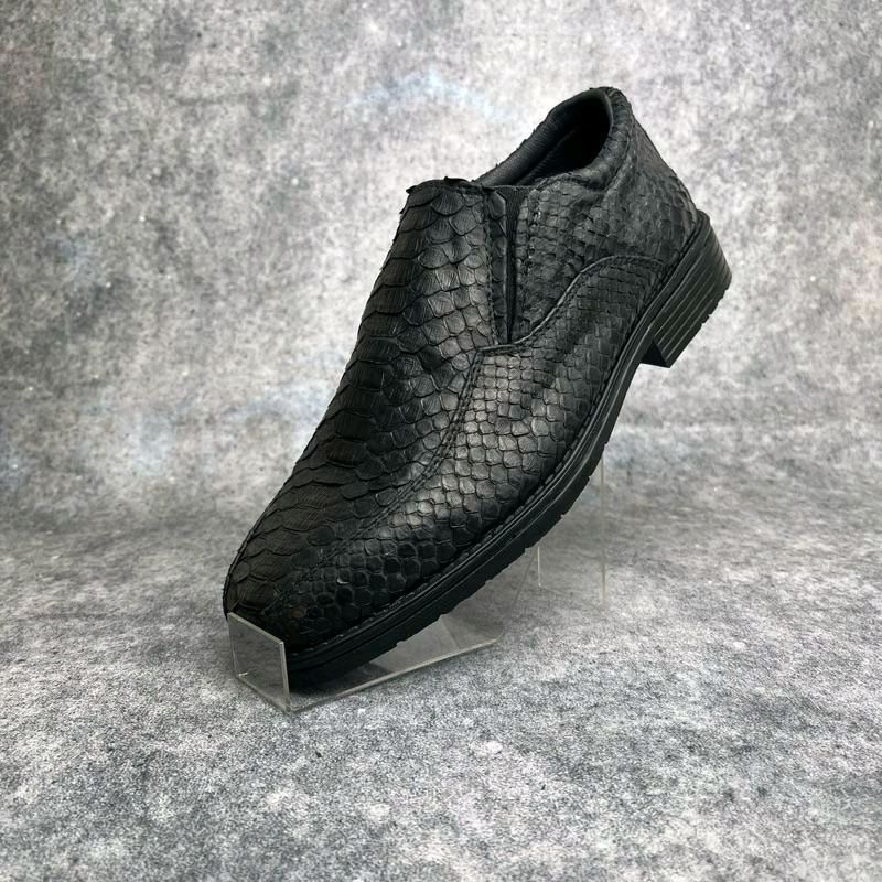 AA LEATHER Sepatu Loafer/Slip-On Kulit Asli "Python Scale" Black | Sepatu Formal & Kasual Custom Handmade Unik