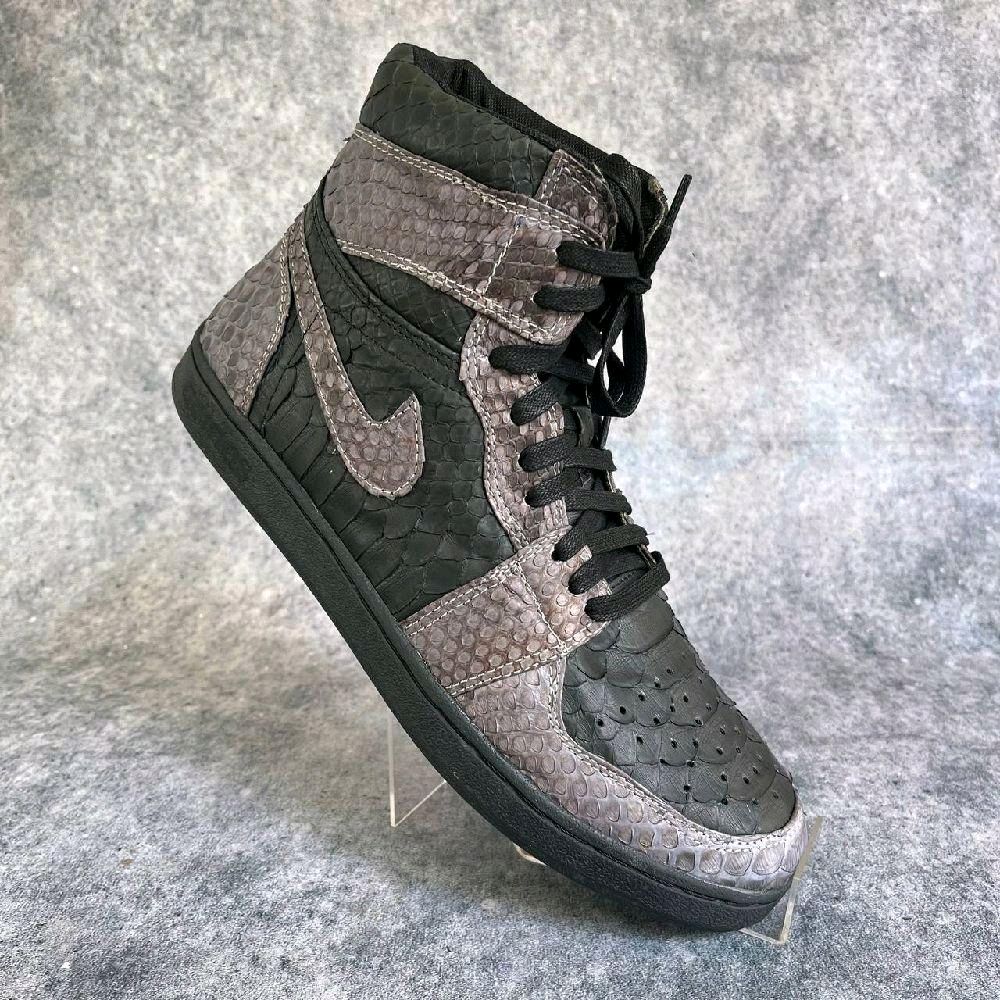 AA LEATHER sepatu Custom Real Python Skin - Abu-abu & Hitam | Sepatu Kulit Ular Asli Handmade