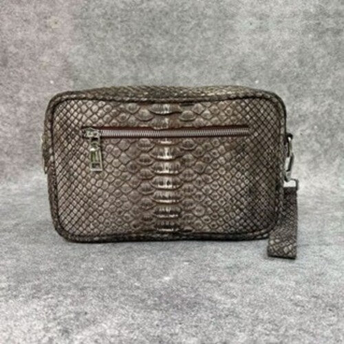 AA LEATHER Men's Genuine Snake Leather Handbag | Compact & Premium Design